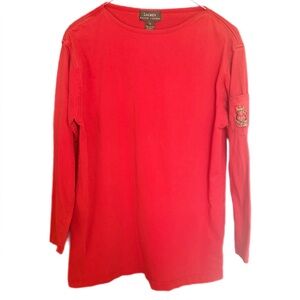 ❤️Ralph Lauren Red Long Sleeve Tee Embroidered Pocket Size Small❤️ Vintage